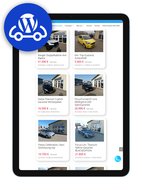 mobile.de WordPress plugin iPad